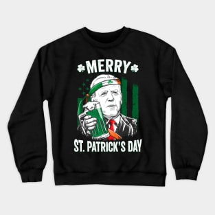 Funny Leprechaun Biden Merry St. Patrick's Day Crewneck Sweatshirt